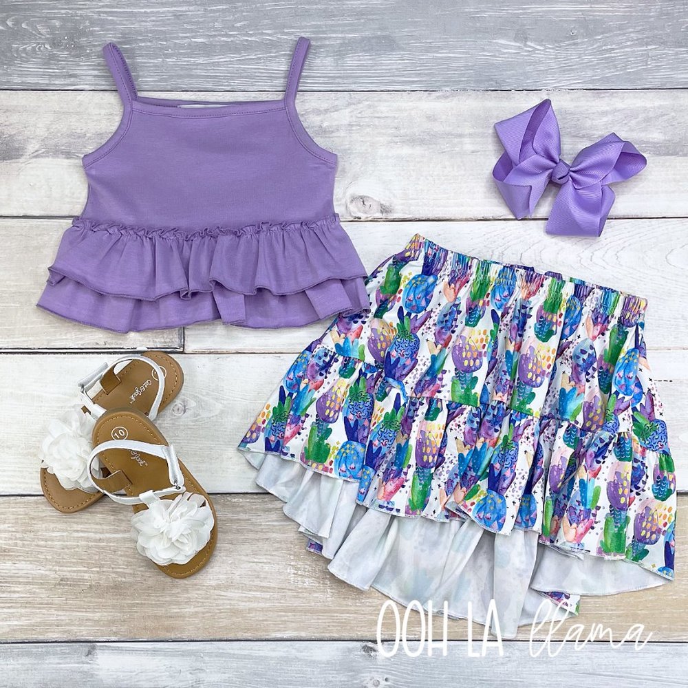 OOh La LLama "Watercolor Pineapple" Hi Low Skirt